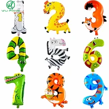 1PCS 16inch 2015 Animal Number Foil Balloons Kids Party Decoration Happy Birthday Wedding Decoration Ballon Gift Free Shipping