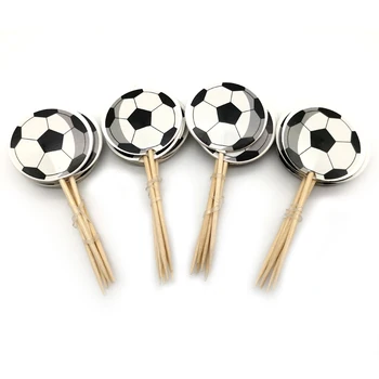 

Boys Favors Football Theme Cake Topper Happy Birthday Party Soccer Cupcake Toppers With Sticks Decorate Baby Shower 24pcs/pack