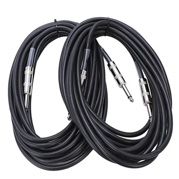 

20ft Guitar Instrument Cables - 1/4 inch TS To 1/4 inch TS Black Rubber Cables - 20 ft PRO Guitar Cord - 2 Pack