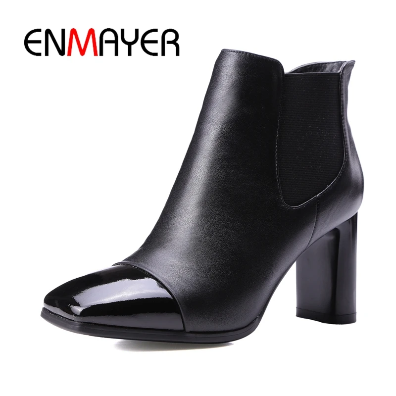 

ENMAYER Zapatos De Mujer Ankle Square Toe Winter Boots Winter Boots Women Square Heel Shoes Size34-40 ZYL1757
