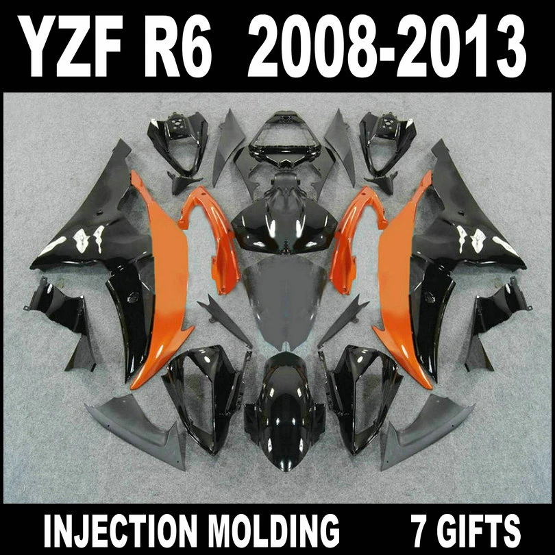 Комплект обтекателей для YAMAHA R6 2008 - 2013 гг. оранжевый глянцевый плоский черный