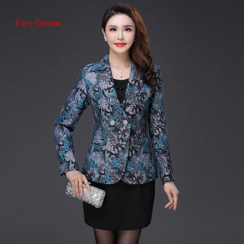 Fairy Dreams font b Women b font Blazers Feminino Coat Print font b Jacket b font