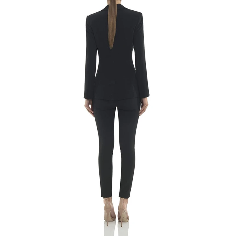 New Spring Women Stylish Luxury Blazer Suits Long-Sleeved Buckle Jacket & Trousers 2 pieces two-piece fashion coat and Pants
