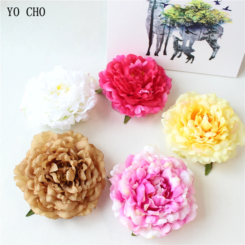 Artificial Peony Flower Head Silk Rose Wedding Wreaths White Pink Blue Fake Flowers Big Flower Heads (15)