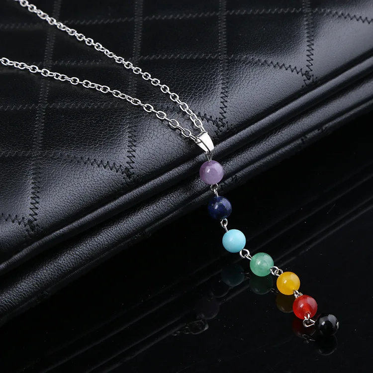 Ожерелье с натуральным драгоценным камнем 7 бусин|stone pendant necklace|natural stone necklacenecklaces