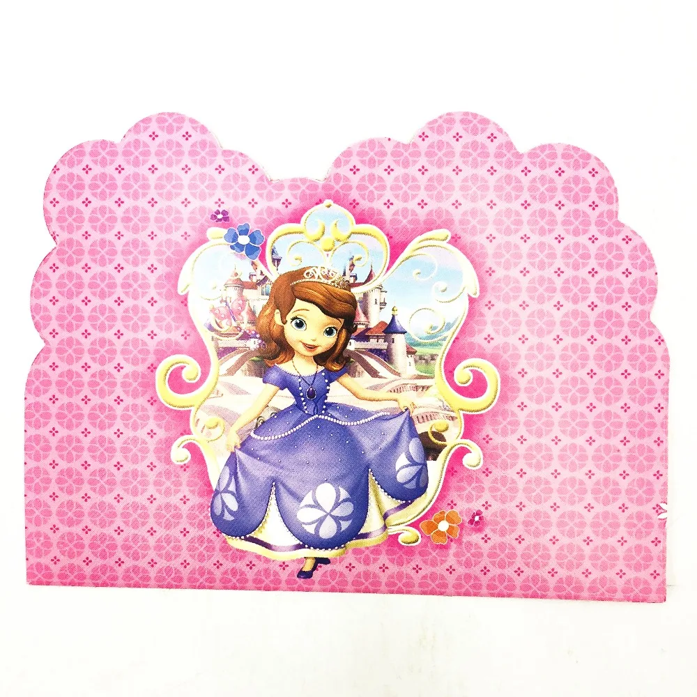 10pcs Princess Sofia Themed First Birthday Party Invitations