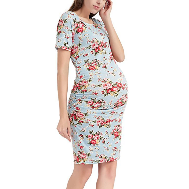 

O-Neck Maternity Dresses Women Fashion Floral Printed Breastfeeding Dress For Pregnant Women Pregnancy Summer Clothes
