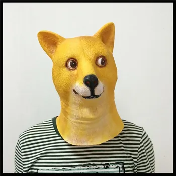 

Free shipping Creepy Doge Crazy Dog Mask Funny Mascaras Halloween Cosplay Adult Latex Halloween Christmas Party Carnival Mask