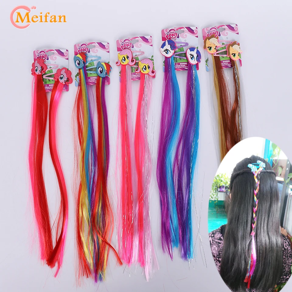 

MEIFAN Kids Hairpins My Little Poni Cartoon Hair Clip with Long Colorful Hair Braid Hair Barrette Lovely Baby Hair Accessories