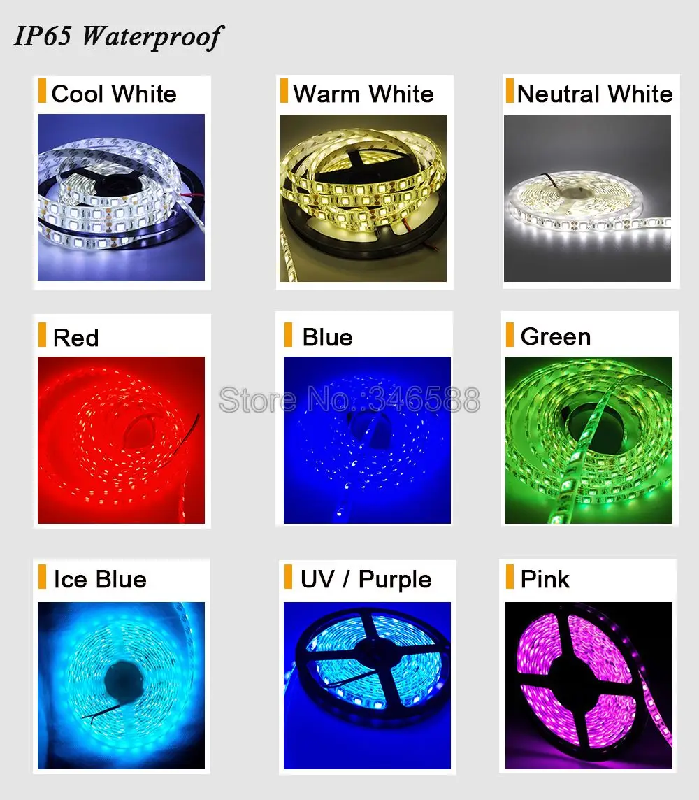 5050 Светодиодные ленты DC12V 60leds/M 5 м/лот Гибкая светодиодная RGB белый теплый белый красный зеленый синий желтый УФ фиолетовый розовый голубой