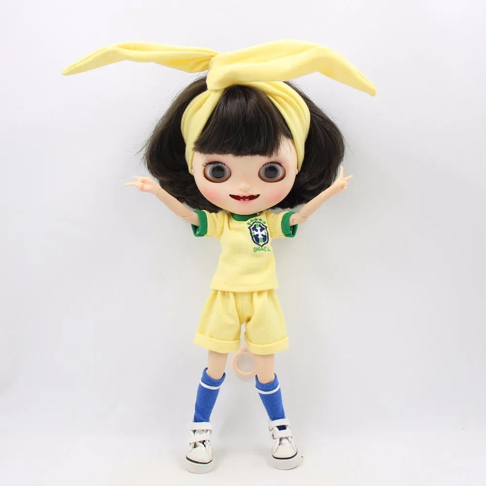 Neo Blythe Doll Brazil Football Team Uniform With Hair Band 7