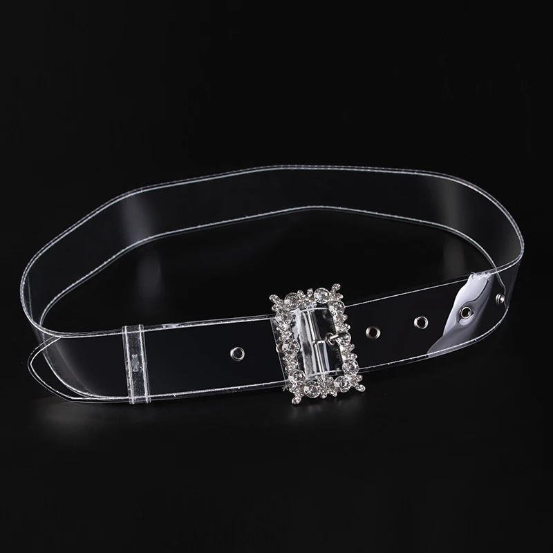 COWATHER belts for women fashion PVC wide decorated women belt transparent design female straps crystal buckle newest waistband