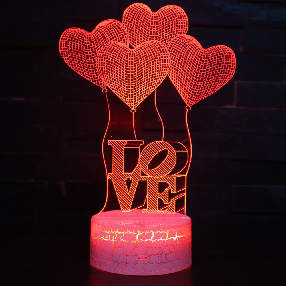 

2018 LOVE Sweet Lover Heart Balloon 3D Visual LED USB Lamp Romantic Decorative Colorful Night Light Girlfriend Gift Mother's Day