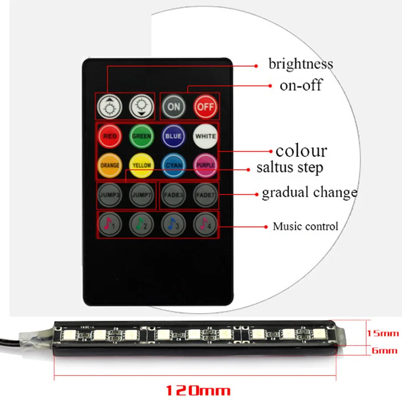 Беспроводной пульт дистанционного управления/музыка/Голосовое управление автомобиля RGB светодиодный неоновая лампа для внутреннего