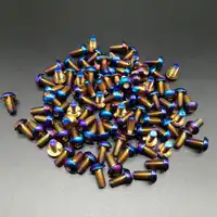 48pcs/lot Super Light M5x10mm Burning Blue Ti Titanium Screw Bolt For Disc Brake Rotors Mountain Bike&Road M5x10 T25 Torx Head