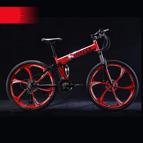 Бренд 24/26 дюйма колеса углеродистой стали 21/24/27 скорость горный велосипед Открытый Горные BTX bicicleta дисковый тормоз складной велосипед - Цвет: C red