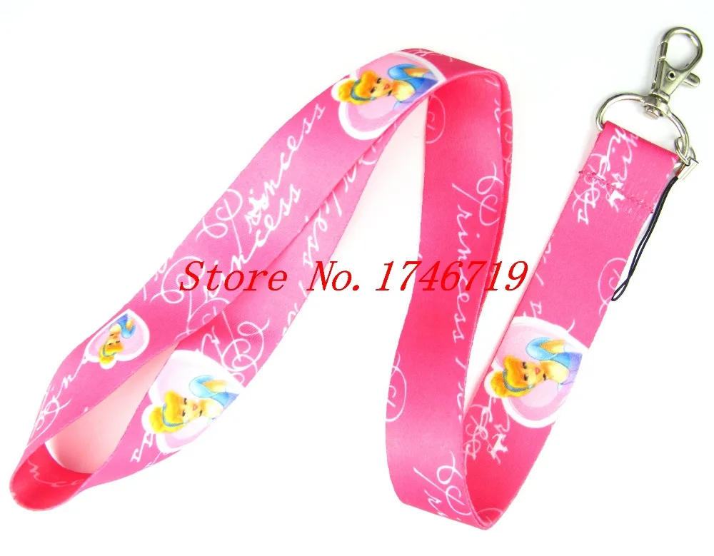 

Retail 1 pcs Popular Cartoon Cinderella Princess Straps Lanyard ID Badge Holders Mobile Neck Key chains For Party Gift PO-67