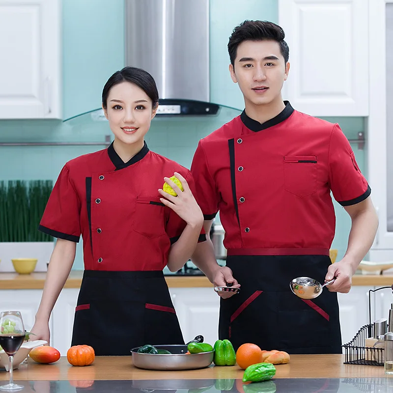 Summer Short Sleeve Restaurant Chef Jacket Hotel Workwear Cafe Kitchen