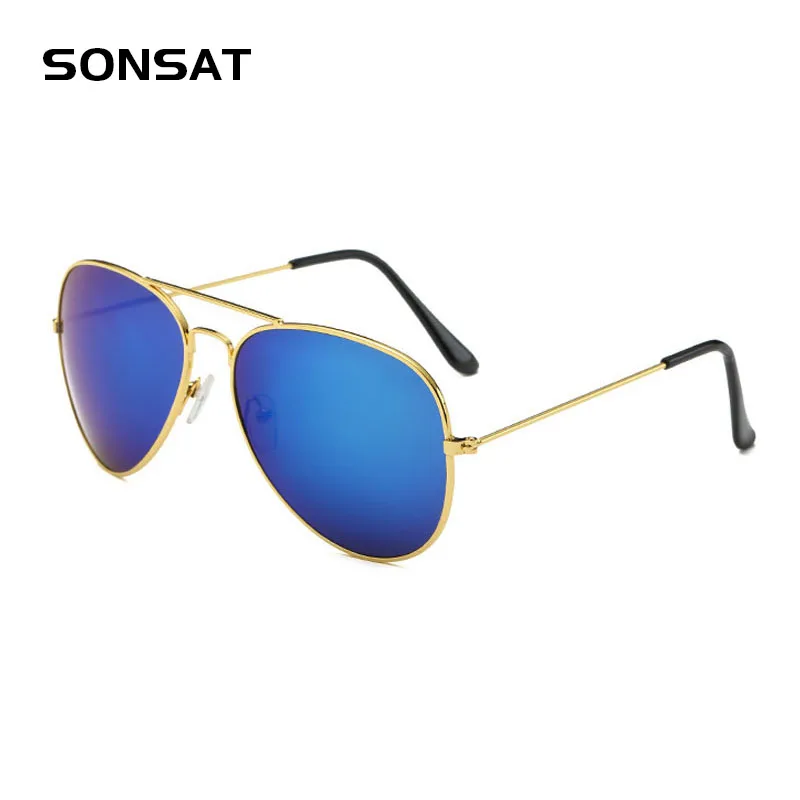 

SONSAT Top Designer Outdoor Mirror Airline Women Men's Sunglasses Rayed UV400 Reflective Ladies Pilot Sunglasses