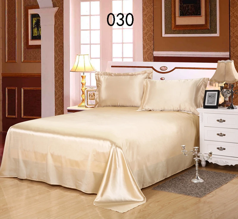 Light Light Tan Tribute Silk Twin Full Queen 1Pcs Sheets Flat Bed Sheet