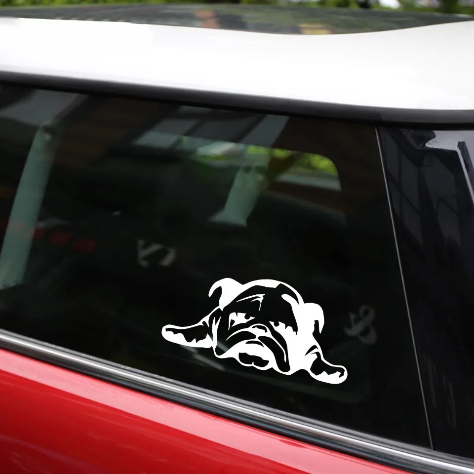 1123 cm Car Stickers ENGLISH BULLDOG TIRED PUPPY DOG pattern car window car body decal BlackSilverLaser Stickers (1)
