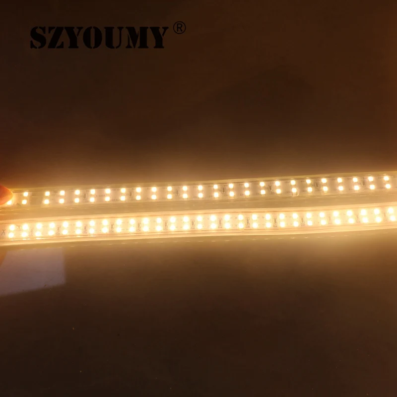 Szyoumy SMD 2835 Светодиодная лента 220 В 208 светодиодный/м Двухрядные светодиодные ленты Гибкие светящиеся полосы для украшения дома сада 50 м