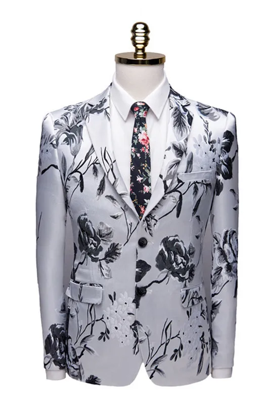 

Print Flower Men suit Jacket Men Notch Lapel Jacket Formal Casual Slim Fit Coat Grooms Evening Prom Blazer Custom Made