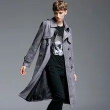 Классическое двубортное длинное замшевое Мужское пальто, зимнее мужское длинное пальто, ветровка размера плюс, мужское пончо, плащ, 5XL, 6XL