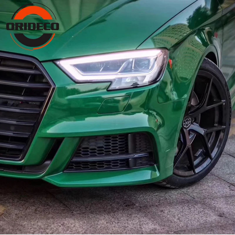 

1,52*20 м зеленый кристалл глянцевая виниловая оболочка автомобильные наклейки оливковый зеленый кристалл винил для всех моделей автомобилей