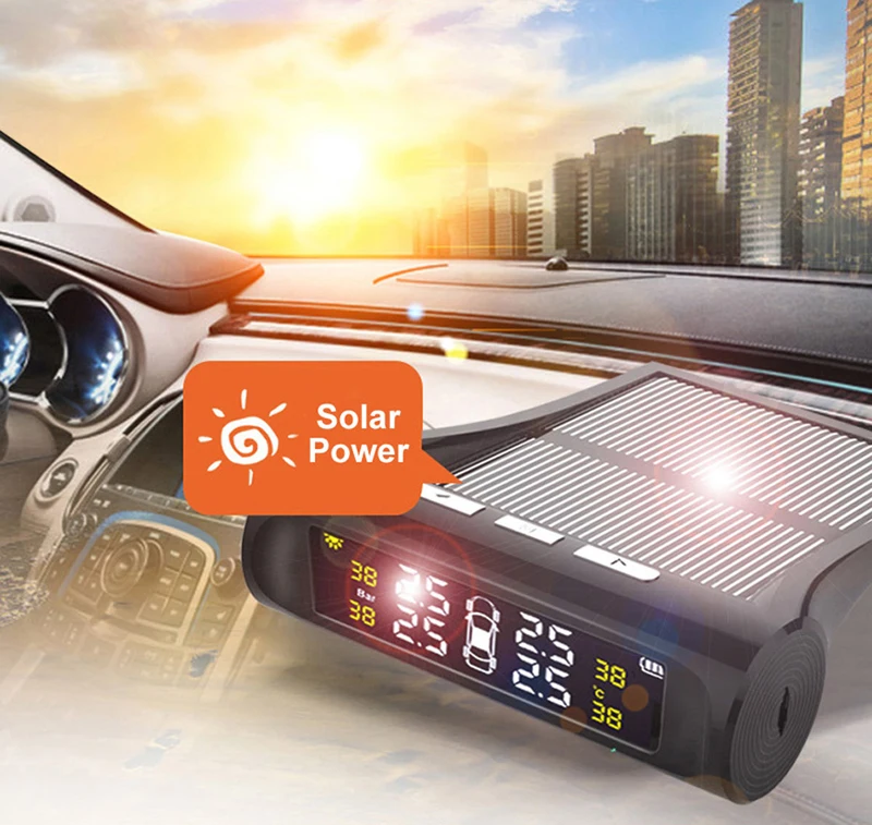 Yasoko TPMS автомобильная система сигнализации давления в шинах ЖК-дисплей 4 внешнего датчика температуры и давления монитор солнечной энергии