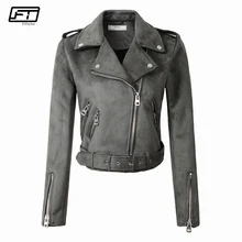 Fitaylor весна осень мото и Байкерская замшевая кожаная куртка женское тонкое короткое пальто на молнии бомбер мотоциклетная куртка женская