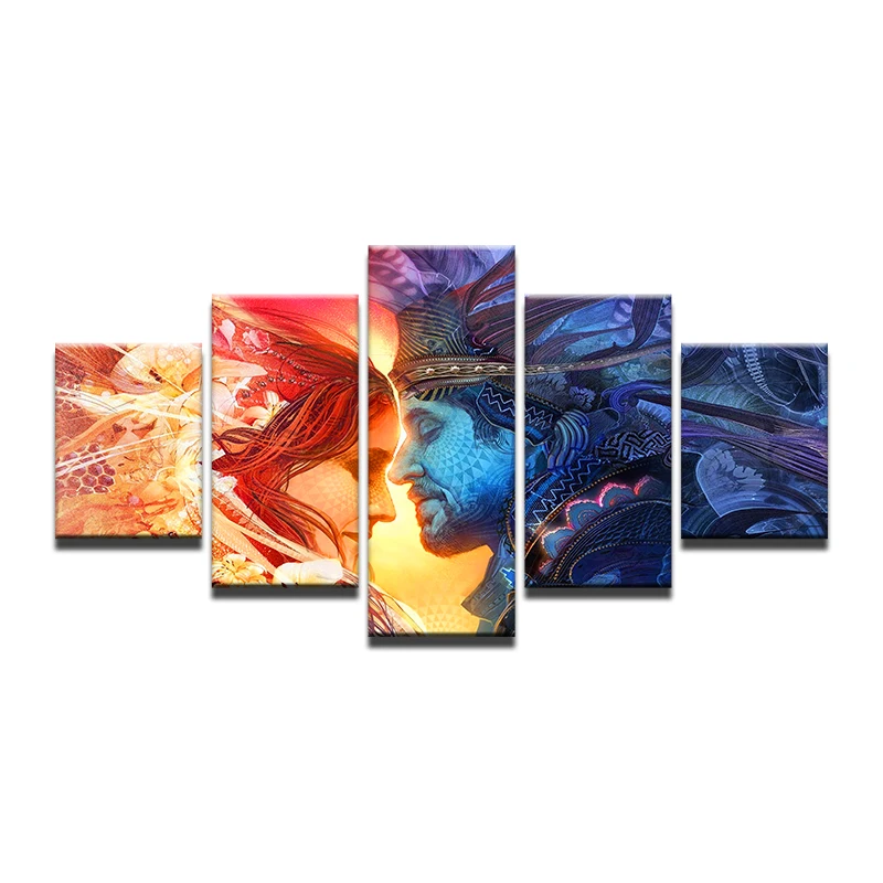 HD Printed 5 Piece Canvas Art Painting Abstract Man Women Thinking Mode