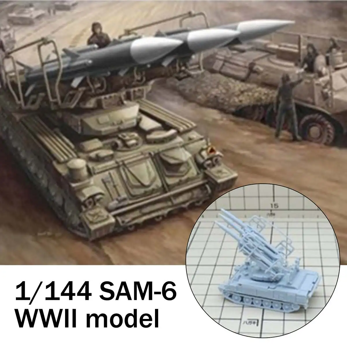 

1/144 Tank Toy Soviet WWII SAM-6 Tank Anti-aircraft Missile Army Military DIY Model Kits