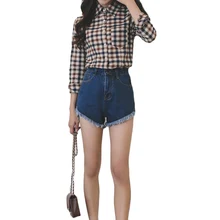 Джинсовые шорты с высокой талией, Лидер продаж, летние брендовые Новые Сексуальные женские модные узкие джинсовые шорты, большие размеры, SL061