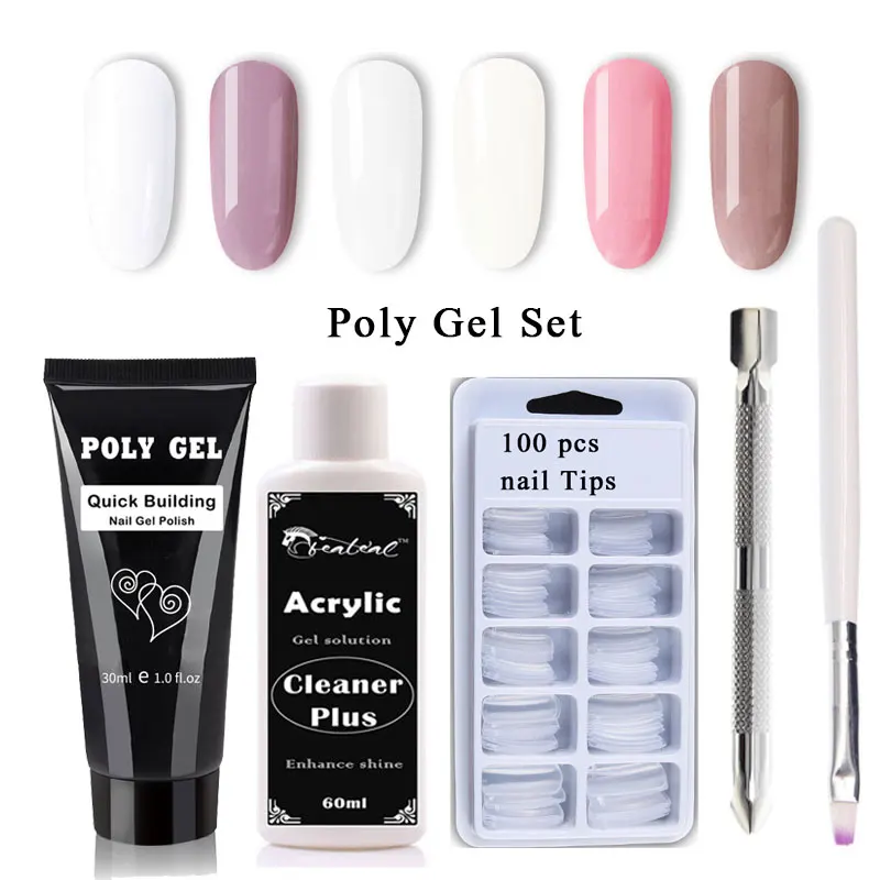 LGHZLINK 30 مللي الاكريليك بولي هلام مجموعة 4 قطعة تمديد سريع UV Polygel منشئ هلام زلة حل مسمار شكل مسمار فرشاة فنية مسمار أدوات عدة