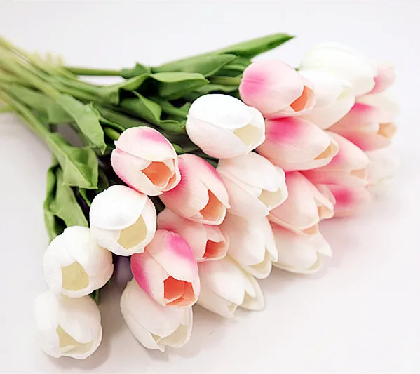 Floace 25 шт./лот ПУ Искусственные цветы тюльпаны для дома Свадебные Декоративные цветы украшение дома цветок 9 цветов(без вазы - Цвет: white13 lightpink 12