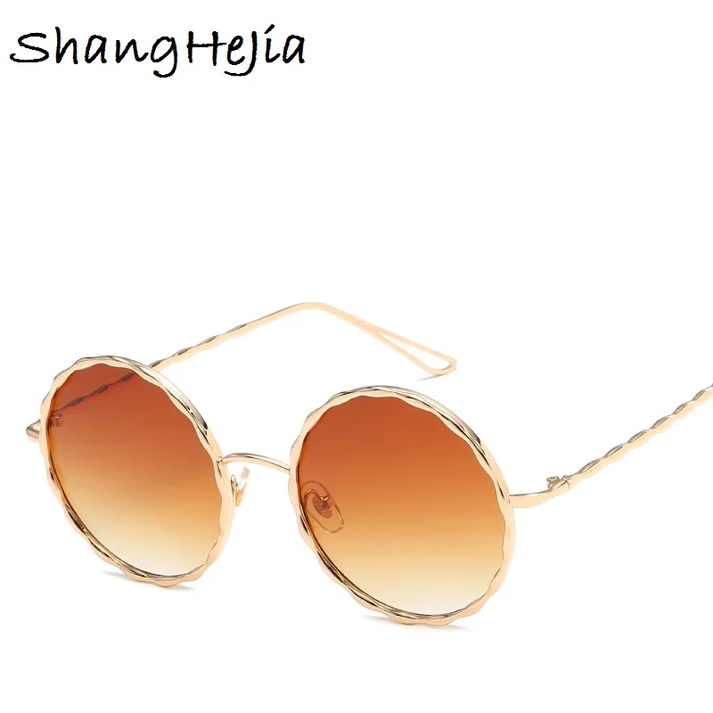 

2018 Round Sunglasses Shades Brand Designer Spiral pattern Men Women Metal Sun glasses Gradient gafas vintage UV400