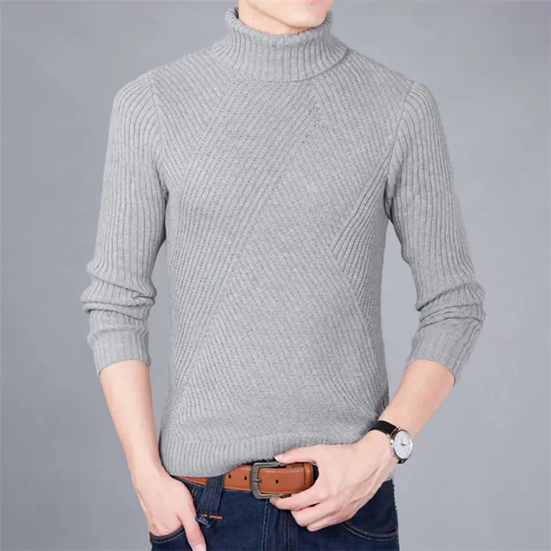 Heavy-Knit Sweater Men Pullover Thick Warm Turtleneck Sweater Thermal Underwear Wool Male Knitwear High Neck Plus size 4XL Brand 03