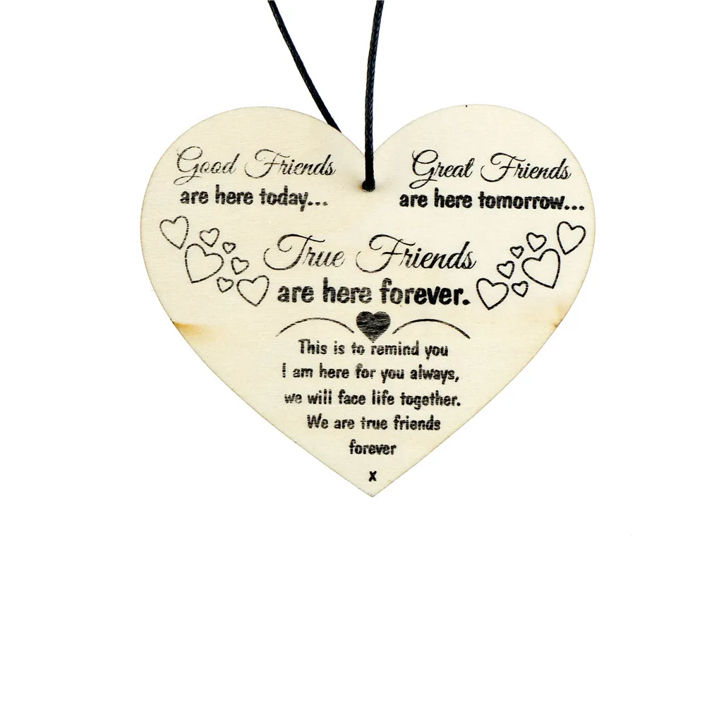 1 Pcs Love Heart Shape Christmas Tags Friendship Sign Gift Pendant Wine Tags Hanging Decor Wooden Chic Plaque Decor