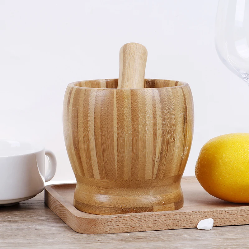 Mill Wooden Mortar And Pestle Set Garlic Pot Grinding Bowl Kitchen Tools & Gadgets Herb Mill Crusher