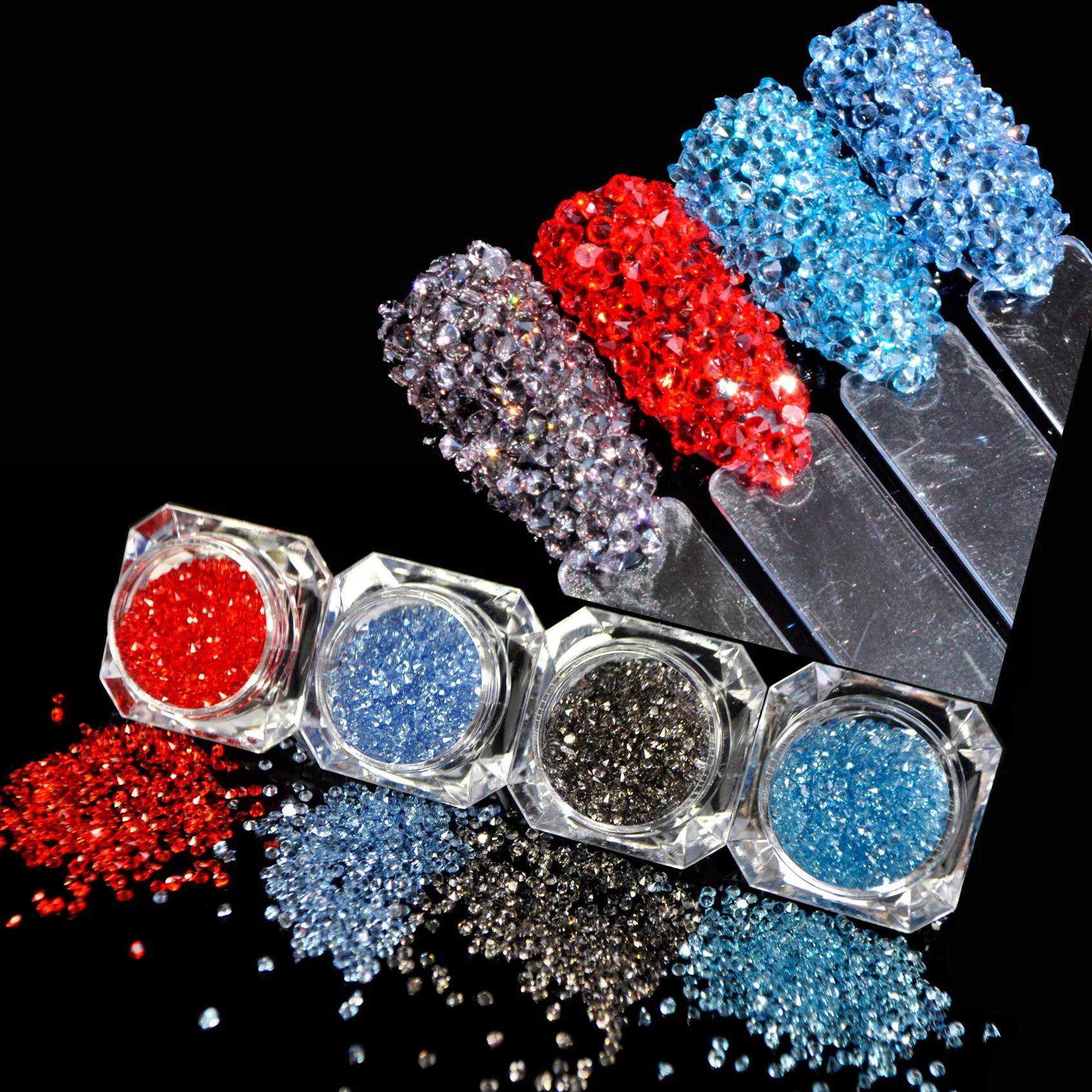 

1440pcs ss6 Micro Rhinestones Zircon Grey Red Clear Rhinestones Beads Sharp Point Back Nail Art Crystals