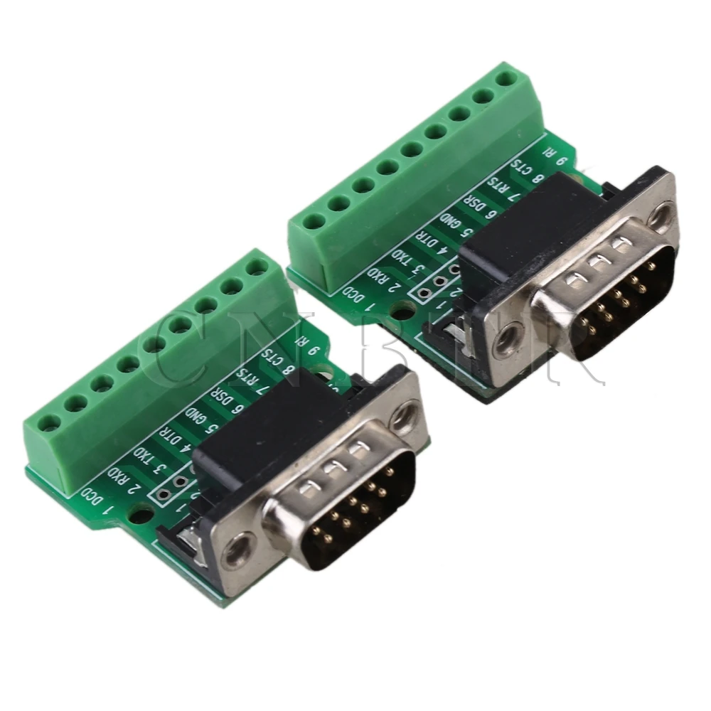 

CNBTR 2pcs DB9-G1 Male Adapter Signal Module RS232 Riveting Teeth Terminal Breakout