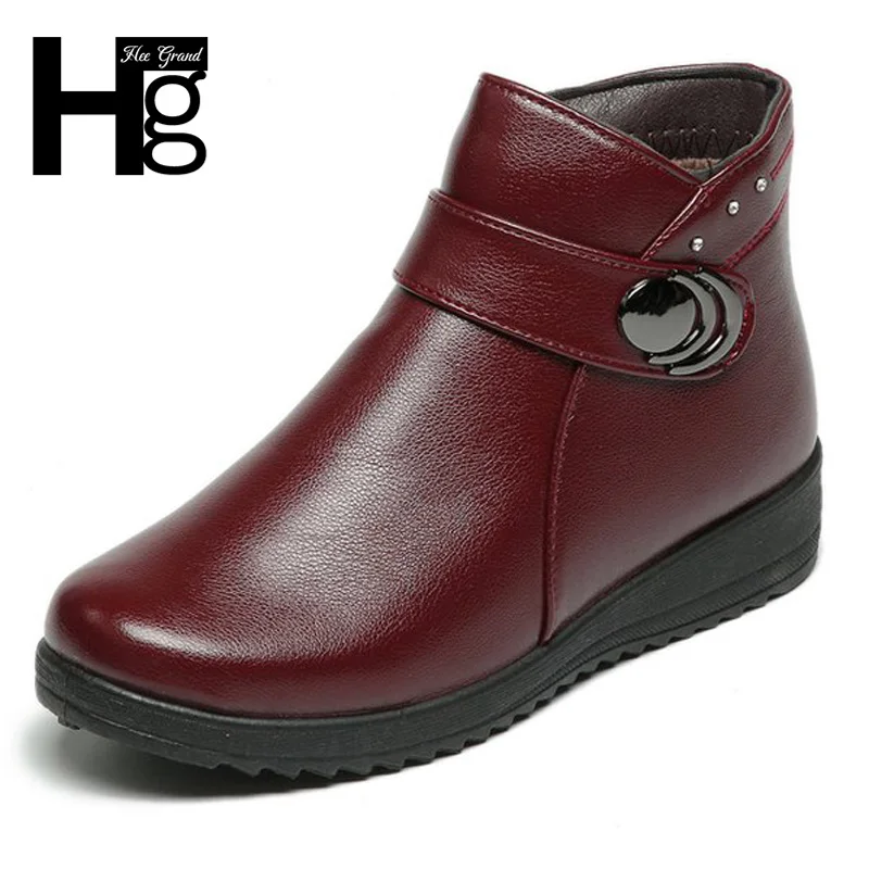HEE GRAND/Новинка; женские качественные кожаные ботильоны; зимняя обувь; женские осенние брендовые ботинки на танкетке; размеры 36-41; XWX6851