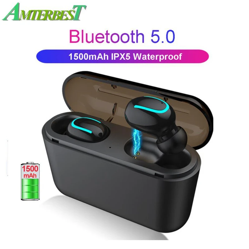 

AMTERBEST Bluetooth 5.0 Earphones TWS Wireless Headphones Stereo Earphone Handsfree Sports Earbuds Gaming Headset for Smartphone