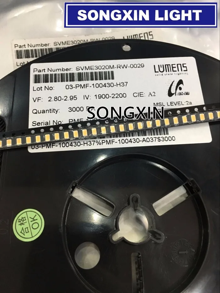 

1000pcs LUMENS LED Backlight 0.5W 3V 3020 3021 3022 Cool white LCD Backlight for TV TV Application