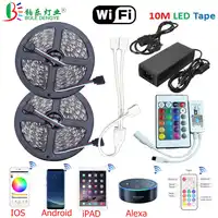 BOLEDENGYE 5M 10M RGB LED Strip WiFi Control SMD 5050 12V Non waterproof Flexible Tape Ribbon Amazon Alexa Smart Control System