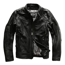 Куртка для мотоциклиста из натуральной коровьей кожи, лучшее качество, большой размер, мужская куртка из воловьей кожи, HA-116