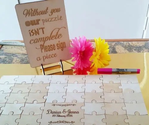 personalized wooden rustic puzzle wedding guest books Alternative signature guestbooks with sign board party photo props