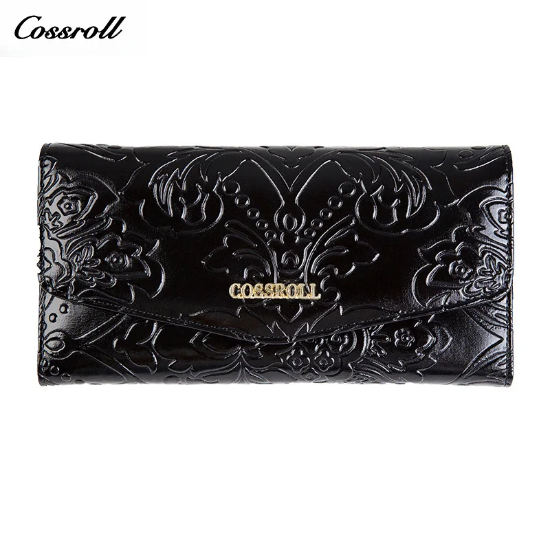 

Flower Fashion Women Leather Wallet Long Trifold Designer Purse Women 3D Flower Printed Female Card Holder Lady