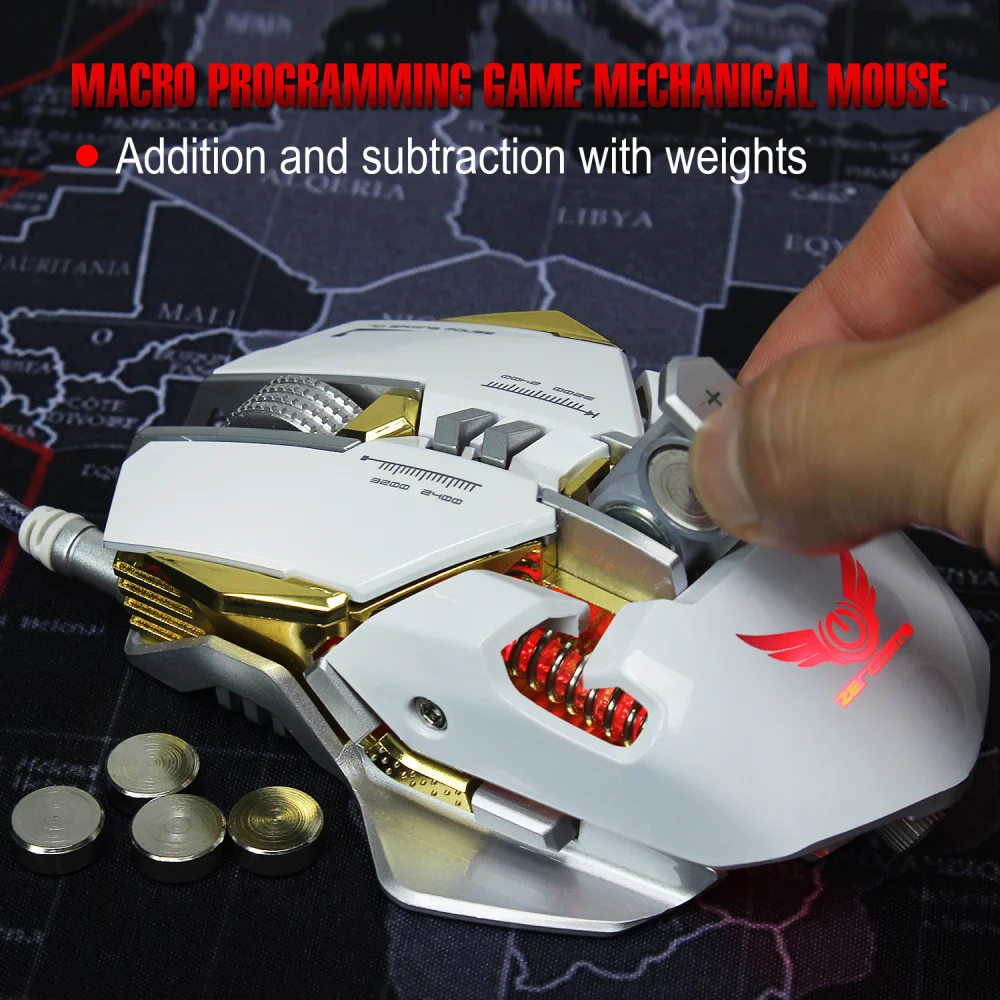 ZERODATE 3200 dpi USB Проводная конкурентоспособная игровая мышь 7 программируемых кнопок механическое Программирование макросъемки Игровые мыши
